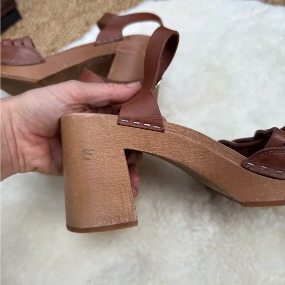 Swedish Hasbeens Brown Leather Sandals - Picture 4 of 7